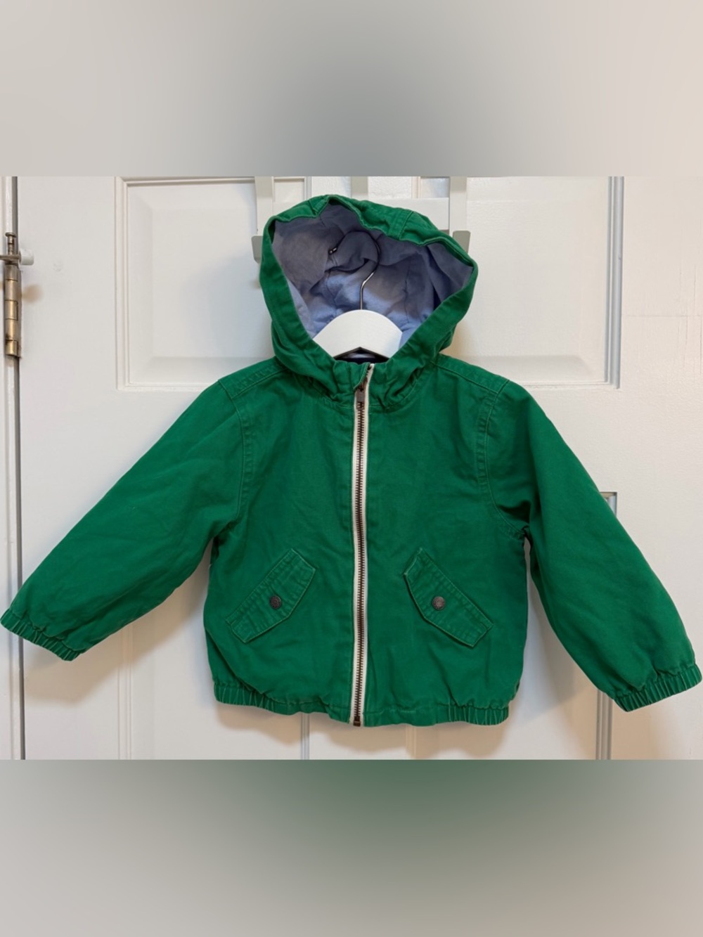 Janie and Jack‎ Green Hooded Zip Canvas Jacket with Lining
